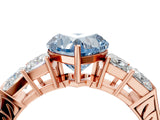 Rose gold Fancy Blue Heart Cut Solitaire Princess Side Stone Engraved Band Prong Setting Ring_4