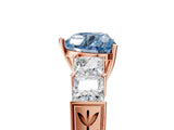 Rose gold Fancy Blue Heart Cut Solitaire Princess Side Stone Engraved Band Prong Setting Ring_5