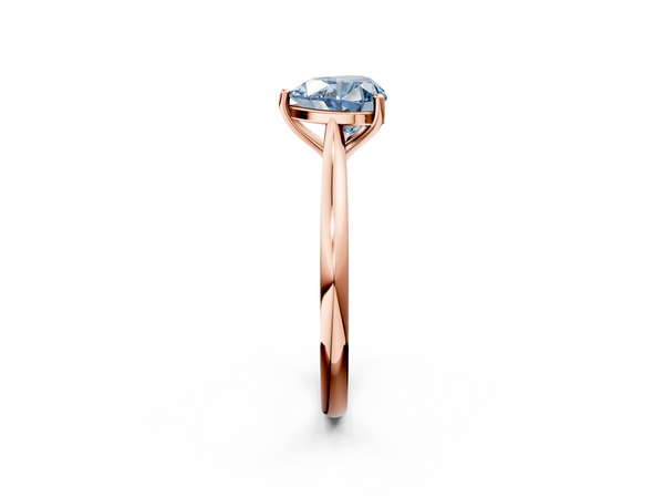 Rose gold Fancy Blue Heart  Cut Solitaire Ring with Cathedral Band and Four-Prong Setting