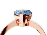 Rose gold Fancy Blue Heart  Cut Solitaire Ring with Four-Prong Setting and Classic Band_66