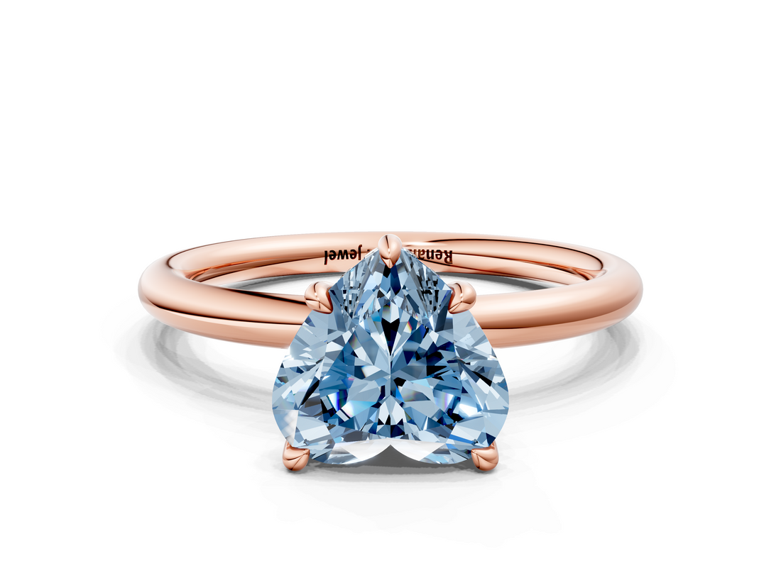 Rose gold Fancy Blue Heart  Cut Solitaire Ring with Thin Band and Four-Prong Setting_16