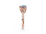 Rose gold Fancy Blue Heart Cut Solitaire Split Shank Pave Diamond Engagement Ring with Four-Prong Setting_2