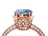Rose gold Fancy Blue Heart Cut Solitaire Split Shank Pave Diamond Engagement Ring with Four-Prong Setting_28