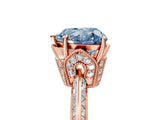 Rose gold Fancy Blue Heart Cut Solitaire Split Shank Pave Diamond Engagement Ring with Four-Prong Setting_29