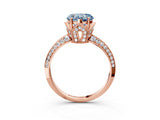 Rose gold Fancy Blue Heart Cut Solitaire Split Shank Pave Diamond Engagement Ring with Four-Prong Setting_3