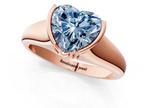 Rose gold Fancy Blue Heart Cut Solitaire Tension Set Diamond Ring with Split Shank Band_1