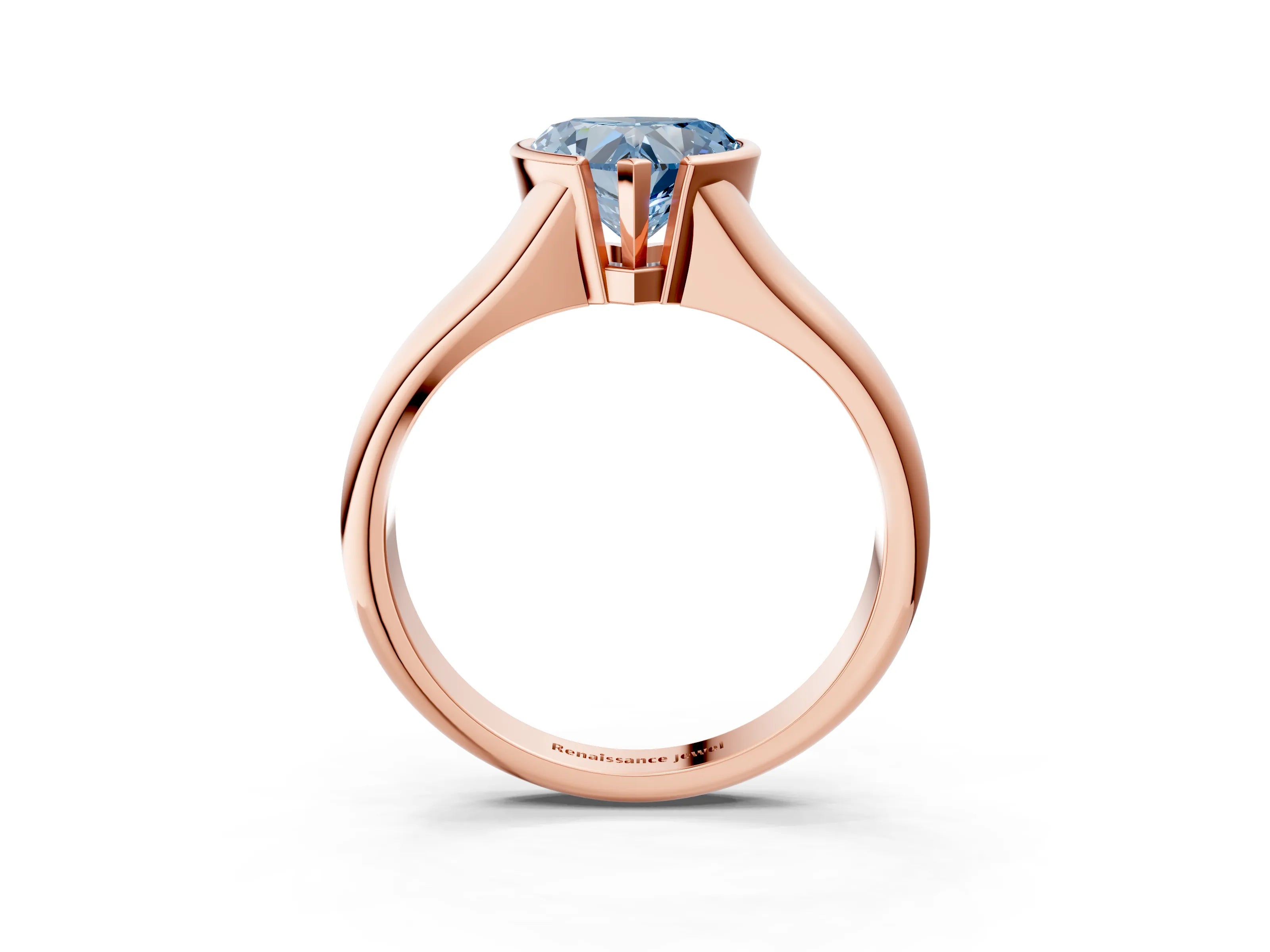 Rose gold Fancy Blue Heart Cut Solitaire Tension Set Diamond Ring with Split Shank Band_3