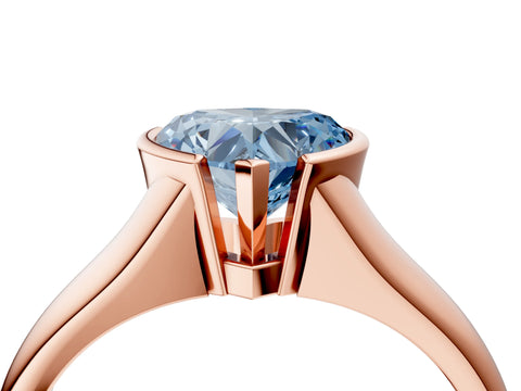 Rose gold Fancy Blue Heart Cut Solitaire Tension Set Diamond Ring with Split Shank Band_4