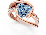 Rose gold Fancy Blue Heart Cut Solitaire Tension-Set Diamond Split Shank Ring_13