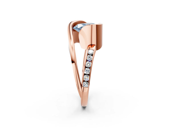 Rose gold Fancy Blue Heart Cut Solitaire Tension-Set Diamond Split Shank Ring