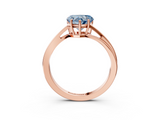 Rose gold Fancy Blue Heart  Cut Solitaire Twist Band Ring with Four-Prong Setting_40