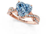Rose gold Fancy Blue Heart Cut Solitaire Twist Pave Diamond Engagement Ring with Prong Setting_1
