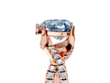 Rose gold Fancy Blue Heart Cut Solitaire Twist Pave Diamond Engagement Ring with Prong Setting_5