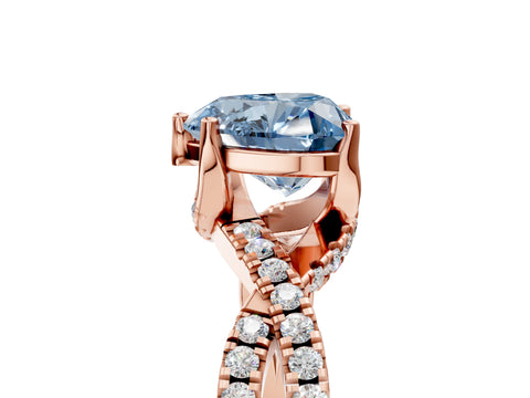 Rose gold Fancy Blue Heart Cut Solitaire Twist Pave Diamond Engagement Ring with Prong Setting_5