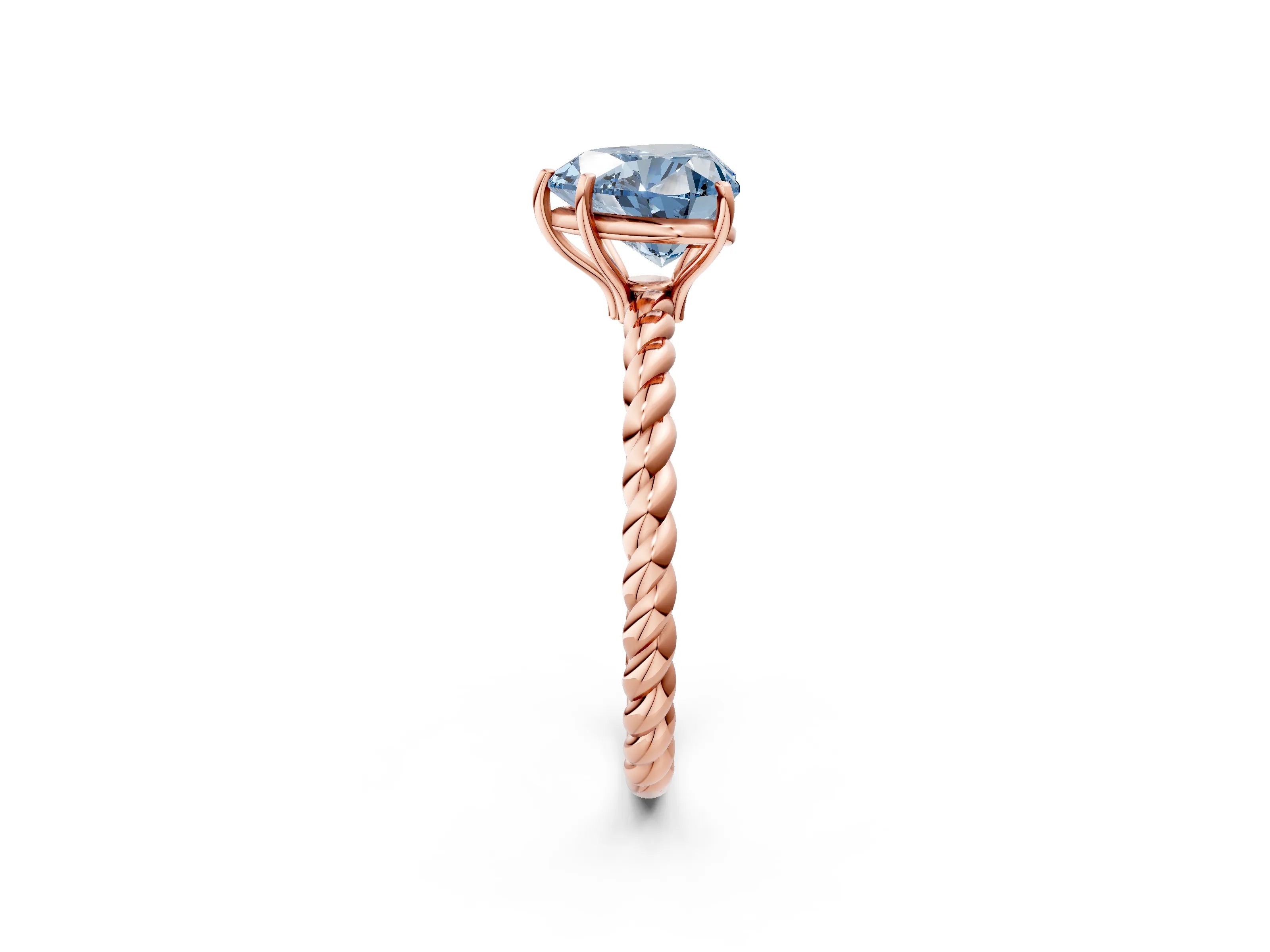 Rose gold Fancy Blue Heart Cut Solitaire Twisted Band 4-Prong Ring_2