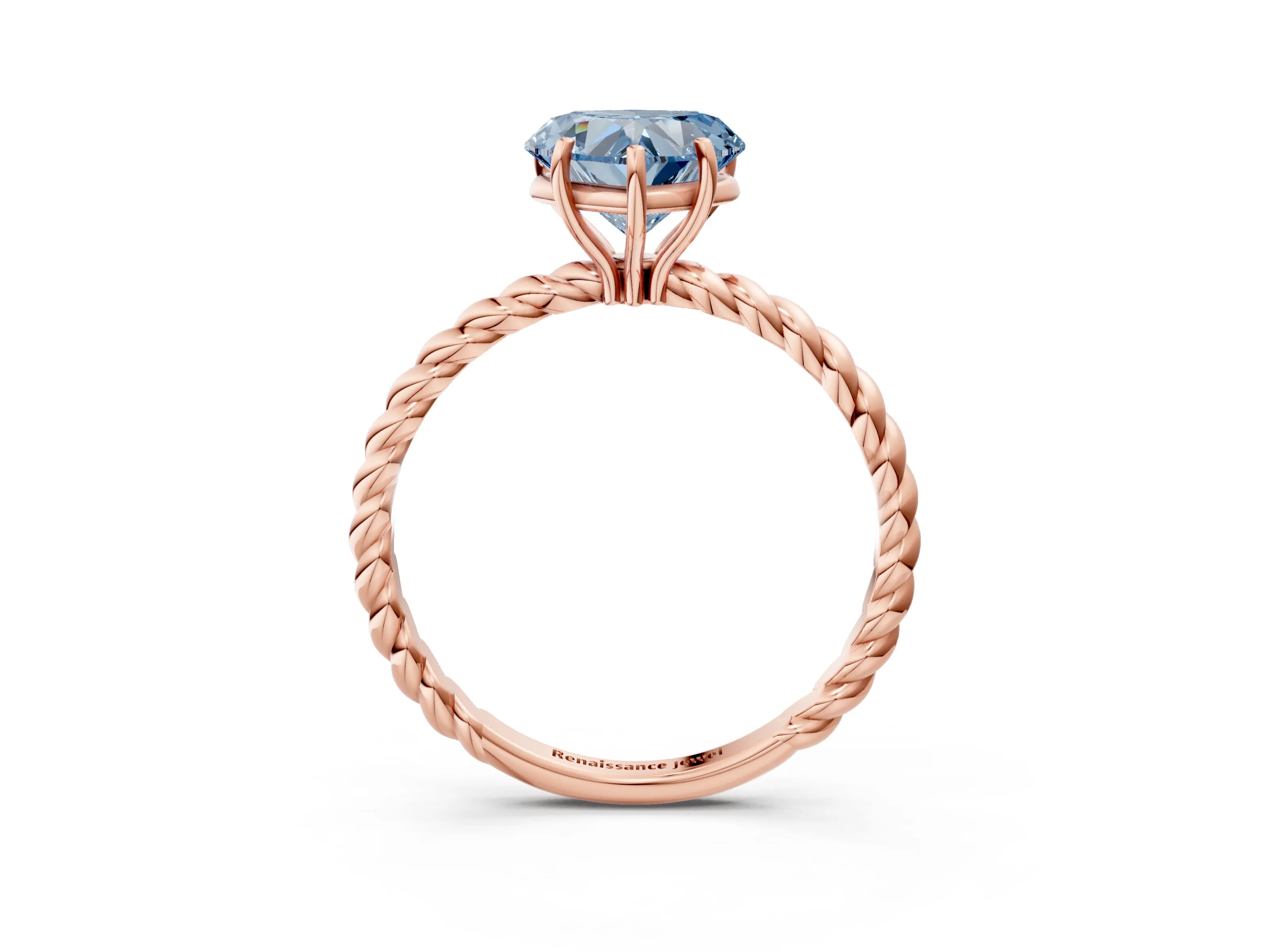 Rose gold Fancy Blue Heart Cut Solitaire Twisted Band 4-Prong Ring_3
