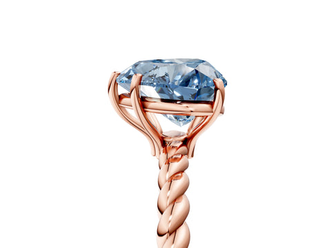 Rose gold Fancy Blue Heart Cut Solitaire Twisted Band 4-Prong Ring_5