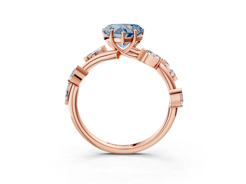 Rose gold Fancy Blue Heart Cut Solitaire Twisted Band Marquise Accent Prong Setting Ring_3