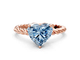 Rose gold Fancy Blue Heart  Cut Solitaire Twisted Band with Four-Prong Setting_90