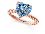 Rose gold Fancy Blue Heart  Cut Solitaire Twisted Band with Four-Prong Setting_91