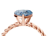 Rose gold Fancy Blue Heart  Cut Solitaire Twisted Band with Four-Prong Setting_94