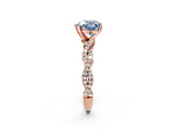 Rose gold Fancy Blue Heart Cut Solitaire Twisted Pave Band with Four-Prong Setting_5