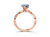 Rose gold Fancy Blue Heart Cut Solitaire Twisted Pave Band with Four-Prong Setting_6