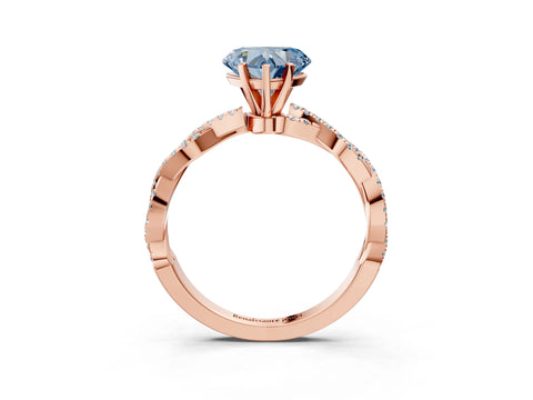 Rose gold Fancy Blue Heart Cut Solitaire Twisted Pave Band with Four-Prong Setting_6