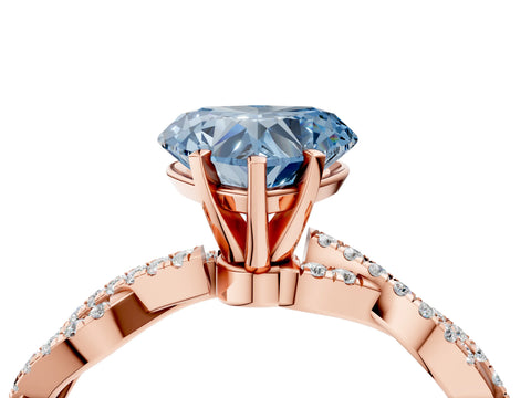 Rose gold Fancy Blue Heart Cut Solitaire Twisted Pave Band with Four-Prong Setting_7