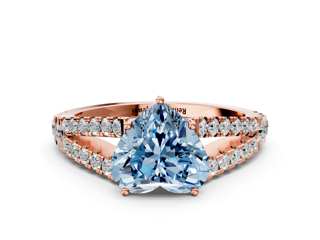 Rose gold Fancy Blue Heart  Cut Split Shank Pave Diamond Engagement Ring with Four-Prong Setting_24
