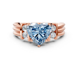 Rose gold Fancy Blue Heart  Cut Three-Stone Channel Set Ring with Bar Prongs_71