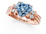 Rose gold Fancy Blue Heart  Cut Three-Stone Channel Set Ring with Bar Prongs_72