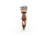 Rose gold Fancy Blue Heart  Cut Three-Stone Channel Set Ring with Bar Prongs_73