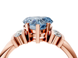 Rose gold Fancy Blue Heart  Cut Three-Stone Channel Set Ring with Bar Prongs_75