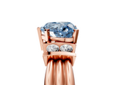 Rose gold Fancy Blue Heart  Cut Three-Stone Channel Set Ring with Bar Prongs_76