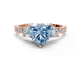 Rose gold Fancy Blue Heart  Cut Three-Stone Diamond Pavé Band with Prong Setting_17