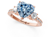 Rose gold Fancy Blue Heart  Cut Three-Stone Diamond Pavé Band with Prong Setting_18