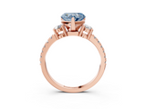 Rose gold Fancy Blue Heart  Cut Three-Stone Diamond Pavé Band with Prong Setting_20