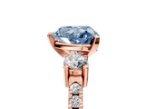 Rose gold Fancy Blue Heart  Cut Three-Stone Diamond Pavé Band with Prong Setting_22