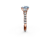 Rose gold Fancy Blue Heart  Cut Three-Stone Diamond Pave Band with Prong Setting_37