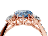 Rose gold Fancy Blue Heart  Cut Three-Stone Diamond Pave Band with Prong Setting_39