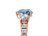 Rose gold Fancy Blue Heart  Cut Three-Stone Diamond Pave Band with Prong Setting_40