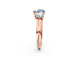Rose gold Fancy Blue Heart Cut Three-Stone Diamond Ring with Prong Setting on a Classic Band_14