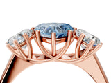 Rose gold Fancy Blue Heart Cut Three-Stone Diamond Ring with Prong Setting on a Classic Band_16