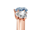 Rose gold Fancy Blue Heart Cut Three-Stone Diamond Ring with Prong Setting on a Classic Band_17