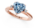 Rose gold Fancy Blue Heart  Cut Three-Stone Solitaire Ring with Round Accent Diamonds and Four-Prong Setting_20