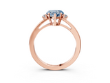 Rose gold Fancy Blue Heart  Cut Three-Stone Solitaire Ring with Round Accent Diamonds and Four-Prong Setting_22