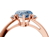 Rose gold Fancy Blue Heart  Cut Three-Stone Solitaire Ring with Round Accent Diamonds and Four-Prong Setting_23