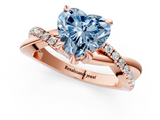 Rose gold Fancy Blue Heart  Cut Twist Band Solitaire Diamond Ring with Pavé Setting_4
