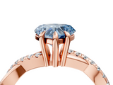 Rose gold Fancy Blue Heart  Cut Twist Band Solitaire Diamond Ring with Pavé Setting_7